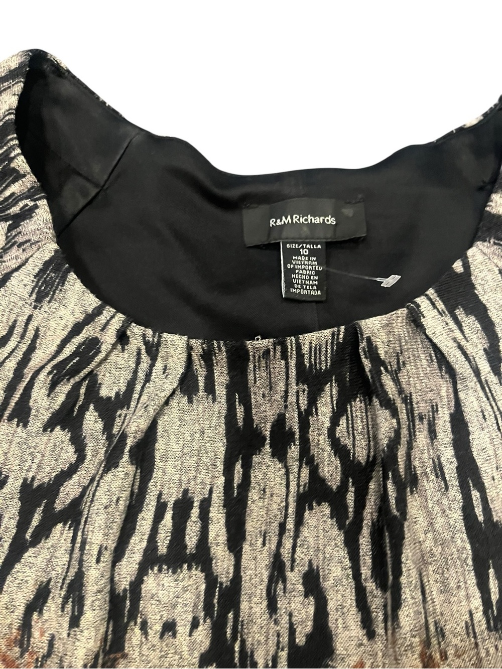 R&M Richards Neutral-Toned Printed Midi Dress in Cream and Brown - Picture 8 of 8